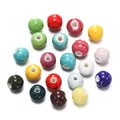 Assorted 6-10mm colorful glazed ceramic round beads for DIY jewelry making and crafting - 6mm / 50 Pieces Set / Mixed Solid Colors