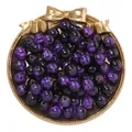 Primer plano de cuentas de vidrio craquelado moradas y negras de 10mm para joyería. - Paquete de 20 Piezas / Negro y Púrpura