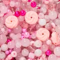 Mix di perline rosa per gioielli fai-da-te in varie forme e texture per artigianato. - Confezione 20g (Circa 4-16mm) / Rosa Stile Misto