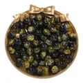 Vista detallada de cuentas de vidrio craquelado negro y dorado de 10 mm para hacer joyas DIY - Negro y Amarillo