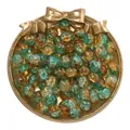 Primer plano de cuentas de vidrio craquelado bicolor verde y naranja de 10 mm para joyas - Verde y Naranja