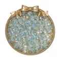 10mm ice-clear light blue faceted glass beads on gold tray for DIY jewelry projects - 50 Pieces (10mm/1.4mm Hole) / Light Blue
