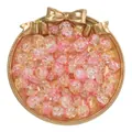 Vista detallada de cuentas de vidrio craquelado rosa y oro de 10mm para hacer joyas - Bicolor Rosa y Amarillo
