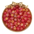 Primer plano de la textura de las cuentas de vidrio bicolores rosa y oro de 10mm para DIY - Rosa Rojo y Amarillo Bicolor