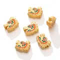 Golden alloy dragon head spacer beads with vibrant enamel details for DIY jewelry crafting - Dragon Head Style / 4g Pack