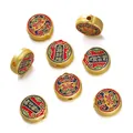Wealth-recruiting sand gold spacer beads with colorful enamel designs for DIY jewelry - Five Paths of Wealth Style (Vertical Hole) / 2 Pcs/Set