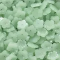 Light green flower-shaped faux jade beads for DIY jewelry making, bracelets and crafts. - 10 Pieces (12.5x13mm)