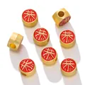 Perles en or sable avec caractère chinois rouge pour la fabrication de bijoux DIY - Perle Mot Respect (AC4100) / 2 Pièces/Ensemble / Rouge