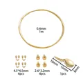 18K gold plated DIY jewelry making kit with 0.4mm steel wire and clasp for necklaces - Set 1 / 18K Gold Style C