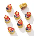 Traditional gourd sand gold spacer beads with red and blue enamel for DIY crafts - Red Blue Single Sided Gourd (Horizontal Hole) / 2 Pcs/Set