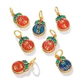Ancient Chinese style sand gold plated enamel luck and wealth charms for jewelry - Wealth Attraction Pendant / 2 Pcs/Set / Colorful