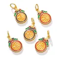 Five traditional Chinese sand gold pendants with Fu character and colorful enamel. - Fu Character Pendant Style (AC2922) / 2 Pcs/Set