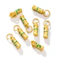 Gold bamboo cylinder charms with green enamel for DIY jewelry making accessories - Bamboo Joint Pendant / 2 Pcs/Set / Gold