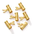 Golden bamboo joint pendant charm for DIY jewelry making handmade bracelet beads - Bamboo Joint (Vertical Hole) / 2 Pcs/Set / Gold
