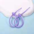 Langlebige und flexible lila Silikon-Kabelbinder für Kabelmanagement und Bastelarbeiten - Oval-Form / 2 Stück/Set / Lila