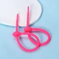 Leuchtend rosa verstellbarer Silikon Kabelbinder für Datenkabel und Puppenzubehör - Oval-Form / 2 Stück/Set / Fuchsia