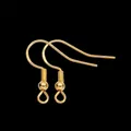 Close-up of 925 sterling silver earring hooks with gold plating and spring detail - Spring Only / 0.6x15mm (50 Pieces/Pack) / Gold