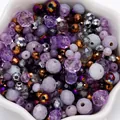 Assorted 4-8mm purple and metallic faceted crystal beads for DIY jewelry making. - 1 Pack / Porcelain Purple