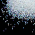 Macro view of iridescent mini glass bubble beads for nail art DIY crafts decorations - 10g/Pack / 1-1.5mm Iridescent Transparent