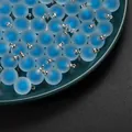 Translucent blue frosted acrylic bead-in-bead pendant for DIY jewelry crafting projects - Round / 5 Pieces/Pack / Blue