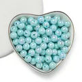 Iridescent light blue AB coated acrylic round beads for DIY jewelry bracelet making - Sky Blue