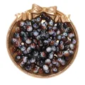 8mm ice-cracked lampwork glass beads in dark brown and blue for DIY jewelry making. - 100 Pieces/Pack / Black Brown