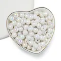 Iridescent white AB coated acrylic round beads for DIY jewelry making - Solid White