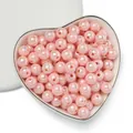 Lustrous iridescent pink AB coated acrylic round beads for DIY jewelry craft making - Off White