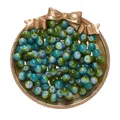 Macro view of green and blue gradient loose beads for DIY jewelry in a gold tray - 100 Pieces/Pack / Cyan