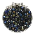 Blue and gold dual-color resin cat-eye round beads for DIY handmade jewelry crafts - 20 Pieces/Pack (8mm) / Blue Gray