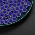 High-quality frosted dark blue acrylic bead pendants with silver rings for DIY jewelry making - Round / 5 Pieces/Pack / Dark Blue