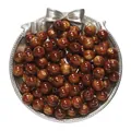 Brown and gold two-tone resin cat-eye round beads for DIY bracelet and necklace making - Tan