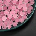 Soft pink frosted acrylic round bead charms with silver loops for DIY jewelry making - Round / 5 Pieces/Pack / Pink