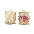 Colgante de flor marco de fotos vintage para creación de joyas hechas a mano DIY - Estilo 05 / 19*25.5mm (Apertura 2mm)