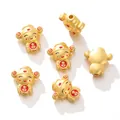 Matte golden lucky boy character spacer beads for DIY jewelry making with red enamel - Lucky God of Wealth Style / 3g Pack
