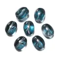 Détail macro de perles en verre bleu sarcelle translucide pour bijoux et bracelets - Style Grain de Café (Style 02) / 5 Pièces (8.5x11mm) / Bleu foncé