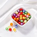 Mixed colorful acrylic faceted beads with flower heart core for DIY handmade jewelry crafting - 20 Pcs/Pack / Polyhedron Core Bead
