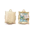 Elegant vintage gold alloy frame flower pendant with pearl detail for DIY necklace making - Style 08 / 19*25.5mm (Aperture 2mm)