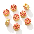 Gold-plated alloy flower spacer beads with red enamel finish for jewelry making - Coin Flower Style / 3.5g Pack
