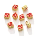 Red enamel lucky cloud gold alloy spacer beads for DIY bracelet jewelry making materials - Auspicious Cloud Style / 2g Pack