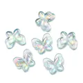 22mm iridescent acrylic butterfly beads with mermaid aurora finish for DIY jewelry - 5 Pieces (Approx. 8g) / Blue