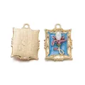 Vintage Neo-Chinese style gold-tone photo frame flower pendant with pearl detail - Style 18 / 19*25.5mm (Aperture 2mm)