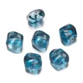 Détail de perles d'espacement en verre lampwork bleu océan translucide pour bijoux faits main - Style Cube (Style 03) / 5 Pièces (10.5x12mm) / Bleu foncé