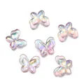 Sparkling iridescent 22mm acrylic butterfly beads for DIY jewelry and hair accessories - 5 Pieces (Approx. 8g) / Pink