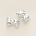 Cuentas espaciadoras de lazo plateado pulido con textura de puntos para joyas DIY - Estilo B (Lazo con Textura) / 2 Piezas (10.5x15mm) / Plateado
