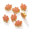 Traditional Chinese knot alloy beads with red enamel inlay for DIY jewelry making crafts - Chinese Knot / 4.5g / Red and Gold