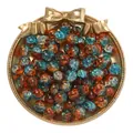 Cuentas de vidrio craquelado bicolor azul y naranja de 10mm para accesorios de joyería DIY - Paquete de 20 Piezas / Azul y Marrón