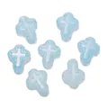 Perles intercalaires en verre bleu clair en forme de croix pour bijoux DIY faits main - Style Croix (Style 01) / 5 Pièces/Paquet (11.5x14.5mm) / Bleu
