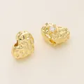 Elegante perlina distanziatrice a cuore placcata oro 18K con zircone scintillante - Stile E (Cuore Texturizzato) / 2 Pezzi (6.5x9mm) / Oro 18K