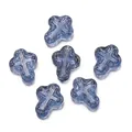 Lot de perles en verre croix bleue pour la création de bijoux et bracelets DIY. - Style Croix (Style 01) / 5 Pièces/Paquet (11.5x14.5mm) / Bleu foncé